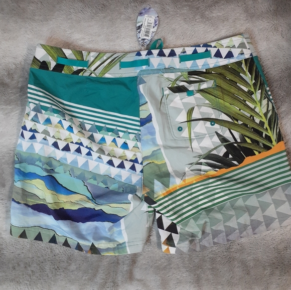 prana L Silvana Boardshort Bluegrass Paradise 34 x 6 - Picture 4 of 7